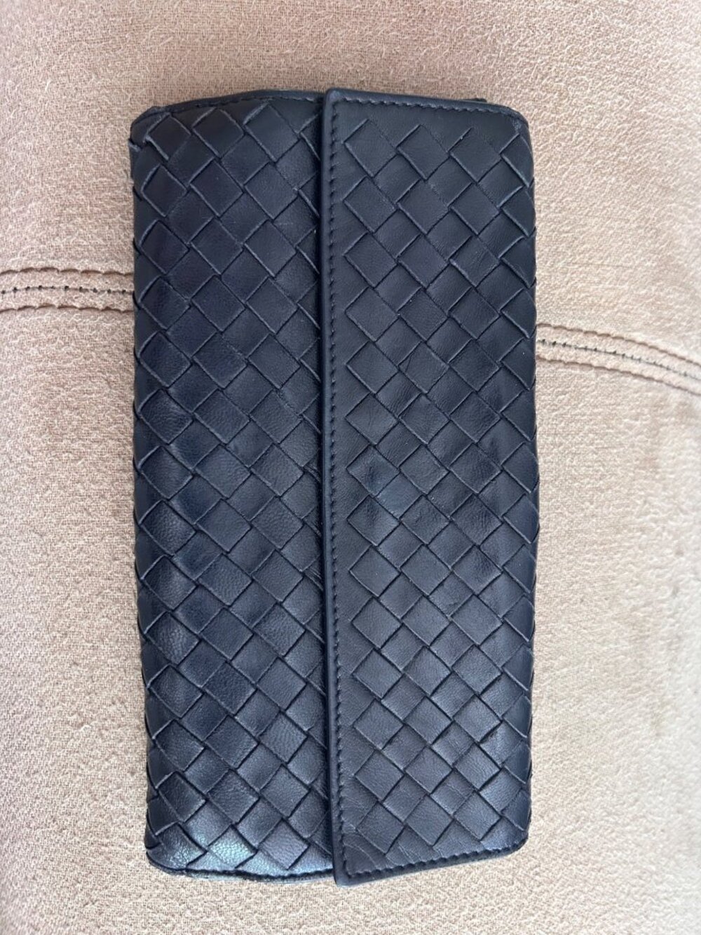 Bottega Veneta Black Intrecciato Woven Leather Continental Wallet Made in Italy